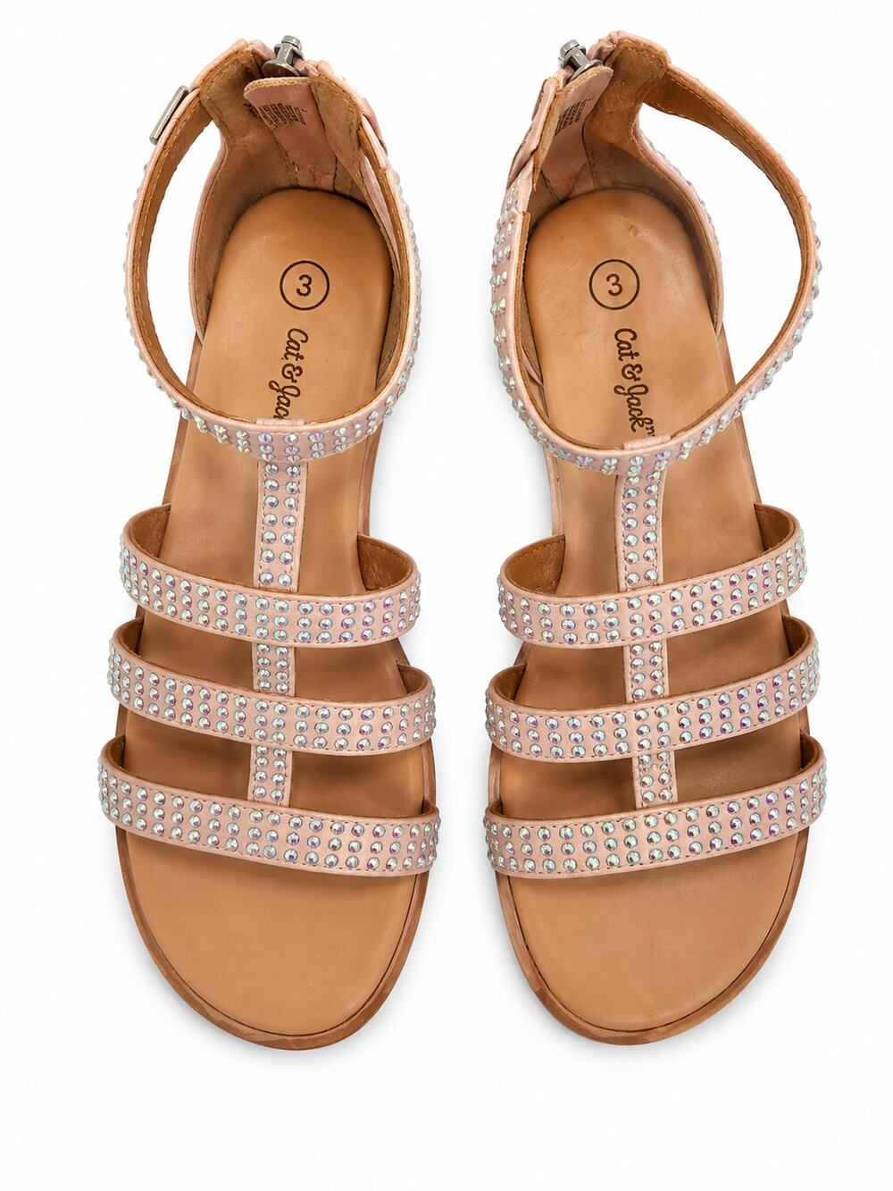 Girls Cat & Jack Rhinestone Sandals – Youth Size 3